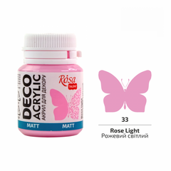 Фарба акрилова для декору DecoAcrylic, Рожевий світлий (33), матовий, 20 мл, ROSA Talent