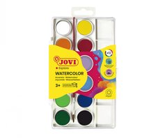 Набор акварельных красок JOVI 12 цветов в таблетированной сухой форме 22 мм + кисточка