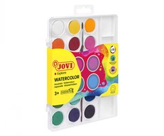 Набір акварельних фарб JOVI 18 кольорів в таблетованій сухій формі 22 мм + пензлик