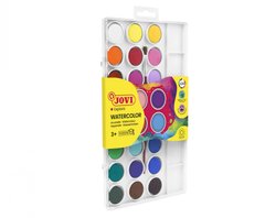 Набор акварельных красок JOVI 24 цвета в таблетированной сухой форме 22 мм + кисточка
