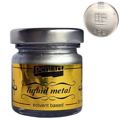 Краска Серебро, с эффектом жидкого металла, на основе растворителя, 30 мл, Pentart