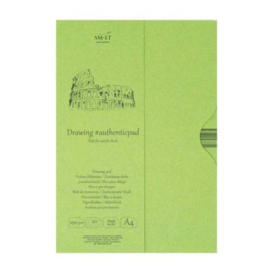 Альбом-склейка для акрилу та олії в папці Authentic Drawing А4, 290 г/м2, 20 аркушів, білий, Smiltainis