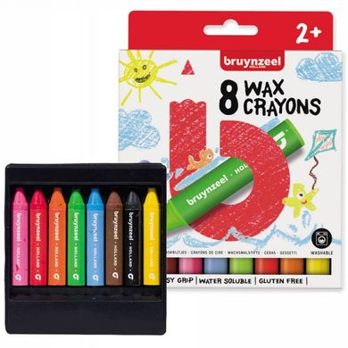 Набір дитячих воскових олівців, 8 кольорів, екстра товсті, Bruynzeel