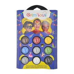 Тематична палітра фарб для гриму Супергерої, 9 кольорів, GrimTout