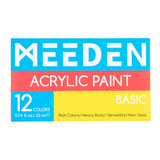 Набор акриловых красок Basic, 12x22 мл, MEEDEN