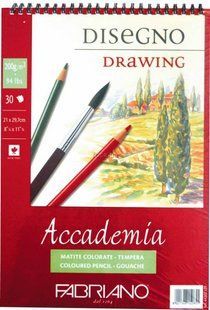 Альбом на спіралі Accademia, А4, 21x29,7 см, 200 г/м2, 30 аркушів, дрібне зерно, Fabriano