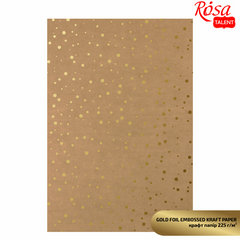 Папір дизайнерський Gold Drops, А4, 21x29,7 см, 225г/м², двосторонній, матовий, з тисненням, ROSA TALENT