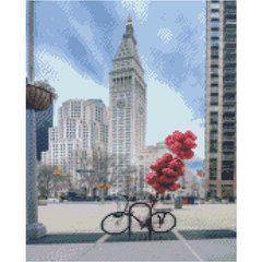 Алмазна картина Strateg ПРЕМІУМ Припаркований велосипед із кульками 40х50 см FA40845