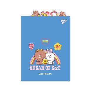 Папка-куток Line Friends, А4, 23,5х32,5 см, пластикова, з фігурними роздільниками, Yes