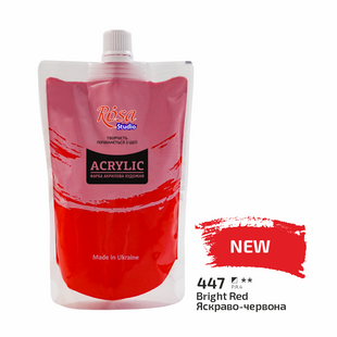 Фарба акрилова, Яскраво-червона, 200 мл, ROSA Studio
