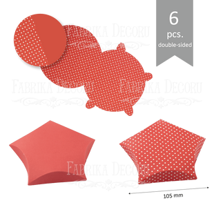 Набір картонних заготовок для пакування подарунків №001, Dots on red-red, 10,5х2 см, 6 штук, Fabrika Decoru