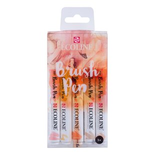 Набір пензлів-ручок Ecoline Brushpen BEIGE PINK, 5 кольорiв, Royal Talens