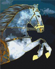 Картина по номерам Скакун в сумерках с золотой краской, 40х50 см, Brushme