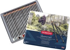Набір акварельних графітних олівців Graphitint, металева коробка, 24 штуки, Derwent
