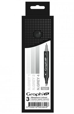 Набір двосторонніх маркерів Neutral Greys, 3 шт, Graph'it