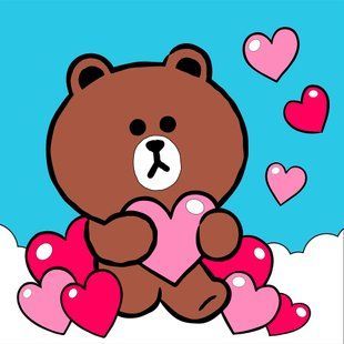 Картина за номерами Line Friends Браун та серденько, 25х25 см, LED підсвітка, Santi