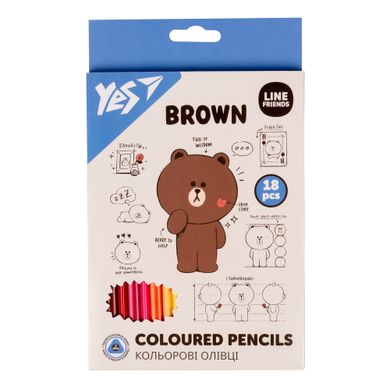 Набор цветных карандашей Line Friends, 18 цветов, YES