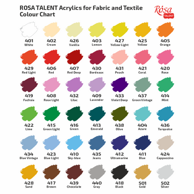 Краска акриловая по ткани ROSA TALENT голубая (23), 60 мл