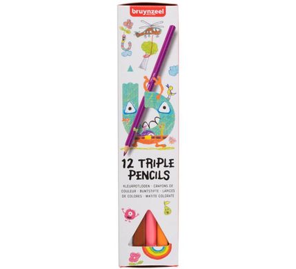 Набір дитячих тригранних олівців Triple, 12 кольорів, Bruynzeel