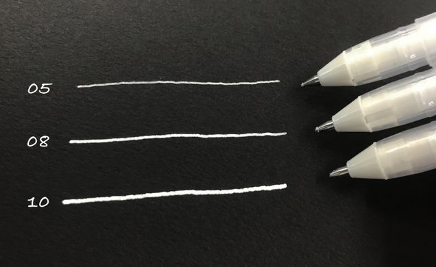 Набір гелевих ручок BASIC WHITE, Біла, 3 розміри (05-08-10), Sakura
