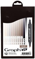 Набір двосторонніх маркерів Warm Grey Colors, 12 шт, Graph'it