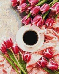 Алмазна мозаїка Тюльпани до кави, 40x50 см, Brushme