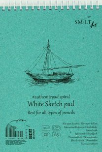 Альбом для ескізів на спіралі Authentic А5, 80 г/м2, 70 аркушів, білий, Smiltainis