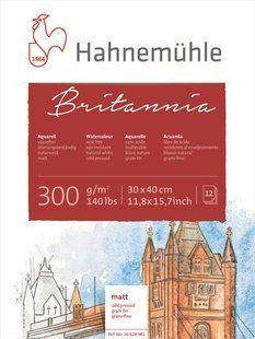 Альбом-склейка для акварели Britannia, 30х40 см, 300 г/м&sup2;, Rough, 12 листов, Hahnemuhle