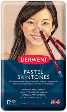 Набір пастельних олівців Pastel Pencils, Skintone, в металічній коробці, 12 штук, Derwent