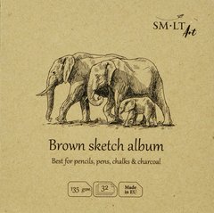 Альбом для ескізів Authentic Layflat, 14x14 см, 135 г/м2, 32 аркуші, коричневий, Smiltainis