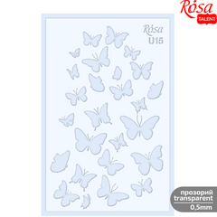 Трафарет багаторазовий універсальний №U15 Метелики прозорий 0,5 мм, 13х20 см, ROSA TALENT