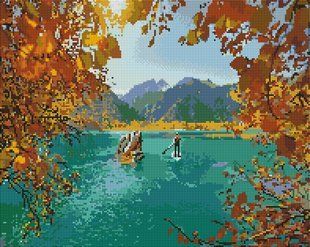 Алмазная мозаика Прогулка по горному озеру, 40x50 см, Brushme