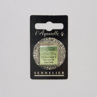 Акварельная краска Sennelier, полукювета, S1, Зелёная земля (Green Earth)