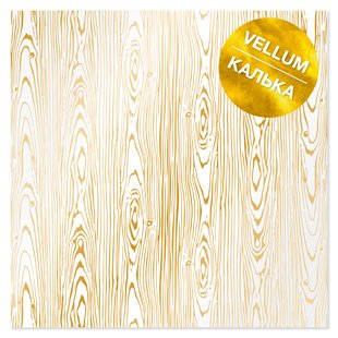 Веллум із золотим візерунком Golden Wood Texture, 29,7х30,5 см, 90 г/м², аркуш, Fabrika Decoru