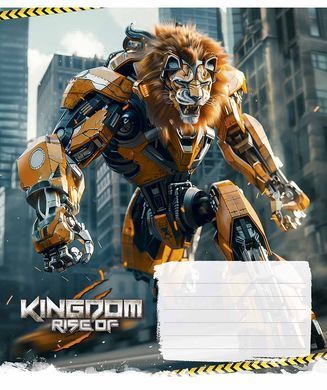 Тетрадь ученическая, 18 листов, в клетку, ВД-лак, Animals transformers, Школярик