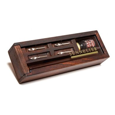 Набор для каллиграфии, 1 банка с чернилом 10 мл + аксессуары, деревянная коробка, Sennelier