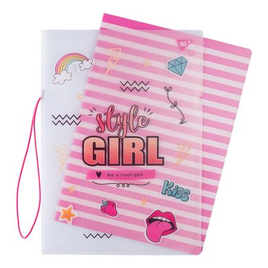 Зошит А4, 48 листів в клітинку, в пластиковій папці з малюнком Style Girl Pink, YES