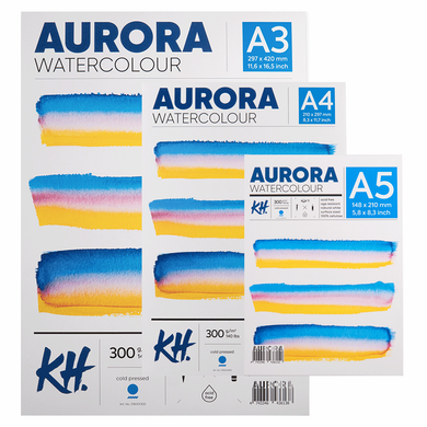 Альбом для акварели на спирали Watercolour, А3, 29,7х42 см, 300 г/м2, CP, среднее зерно, 12 листов, Aurora