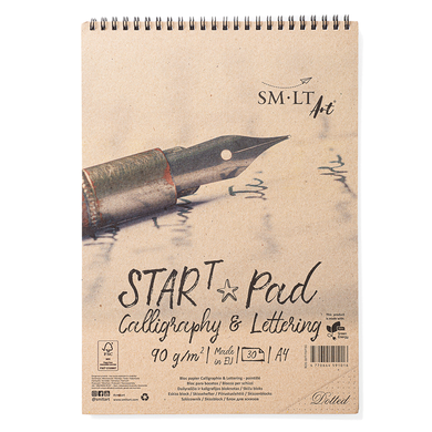 Альбом для каліграфії та леттерінгу на спіралі Star T А4, 21х29,7 см, 90 г/м2, у крапку, білий, 30 аркушів, Smiltainis
