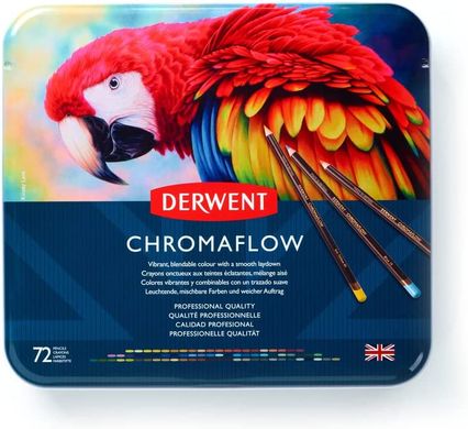 Набір кольорових олівців Chromaflow, металева коробка, 72 штуки, Derwent