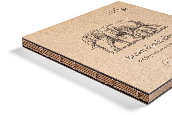 Альбом для ескизов Authentic Layflat, 14x14 см, 135 г/м2, 32 листа, коричневый, Smiltainis