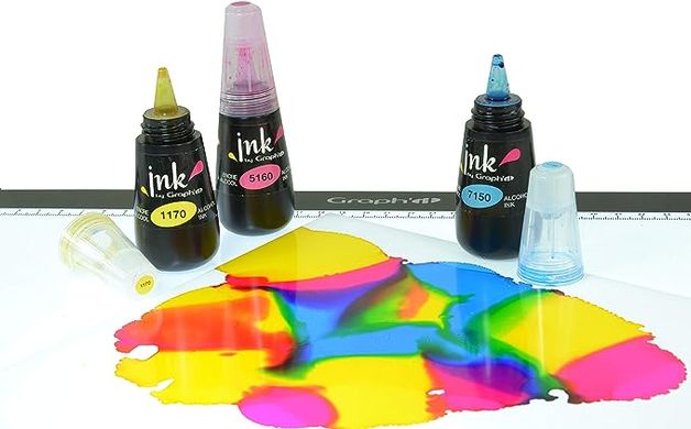 Набор спиртовых чернил для заправки маркеров, Essential colours, 25 мл, 4 штуки, Graph'it