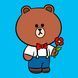 Картина по номерам Line Friends Браун с цветком, 25х25 см, холст цветной, Santi 4823091922206 фото 1 с 3