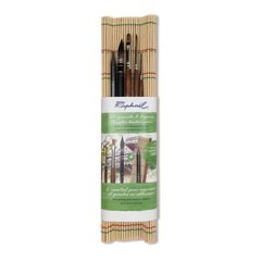 Набор кистей для путешествий в бамбуковом чехле, для акварели, синтетика, 5 штук, Raphaël