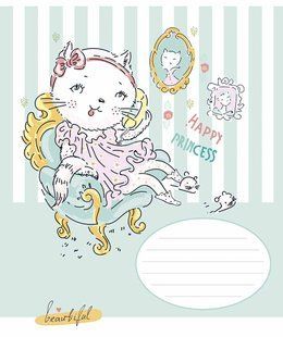 Тетрадь ученическая А5, 12 листов в клетку, глитер, Happy princess, Star