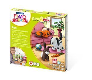 Набір пластики Fimo Kids, Домашні улюбленці, 4 кольори х 42 г, Fimo
