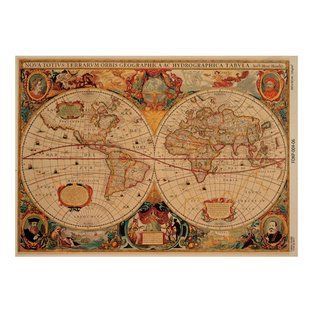 Папір для скрапбукінгу Maps of the seas and continents №06, А3, 42x29,7 см, 100 г/м&sup2;, односторонній, аркуш, Fabrika Decoru