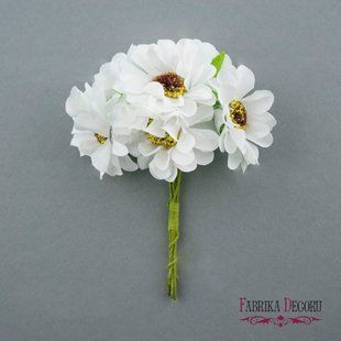 Набор декоративных цветов Букет Ромашек, белые, 6 штук, Fabrika Decoruук