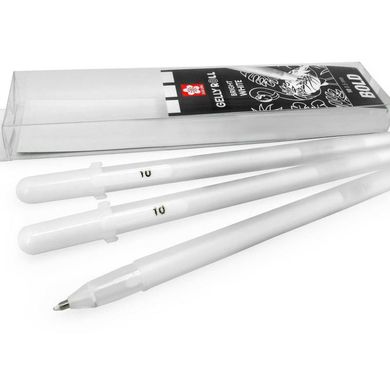 Набір гелевих ручок BASIC BOLD 10, Біла, 3 штуки, Sakura
