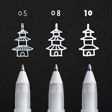 Набір гелевих ручок BASIC BOLD 10, Біла, 3 штуки, Sakura